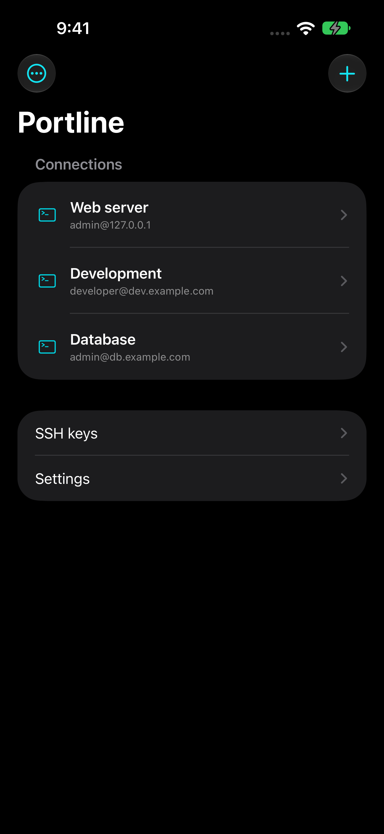 Portline saved connections list